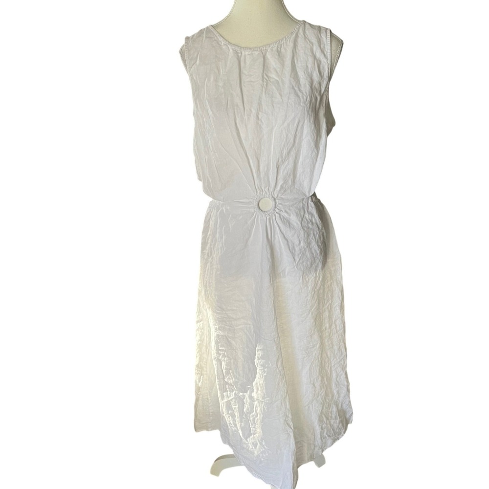The Drop White 100% Linen O-Ring Cutout‎ Maxi Dress Womens XL Sleeveless Summer